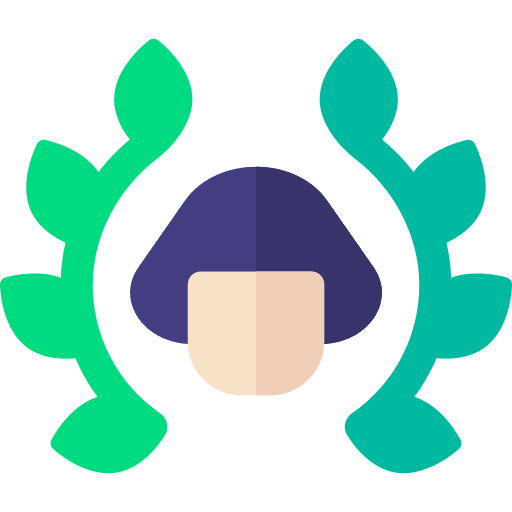 Best employee recognition laurel wreath woman icon Best employee recognition laurel wreath woman icon