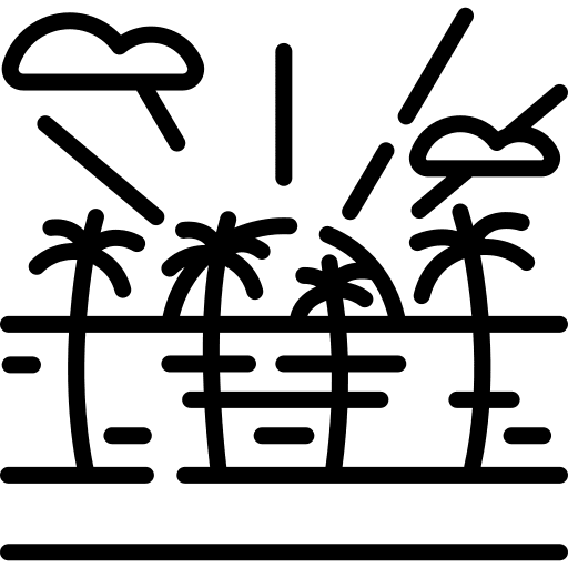 Sunset beach sea landscape icon
