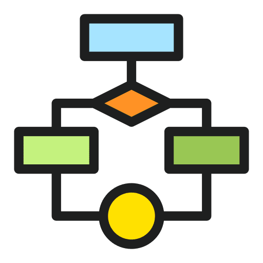 Flowchart diagram seo and web operating model icon