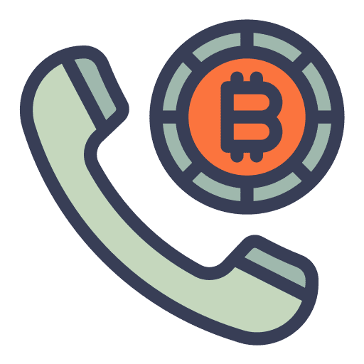 Bitcoin digital currency telephone call icon