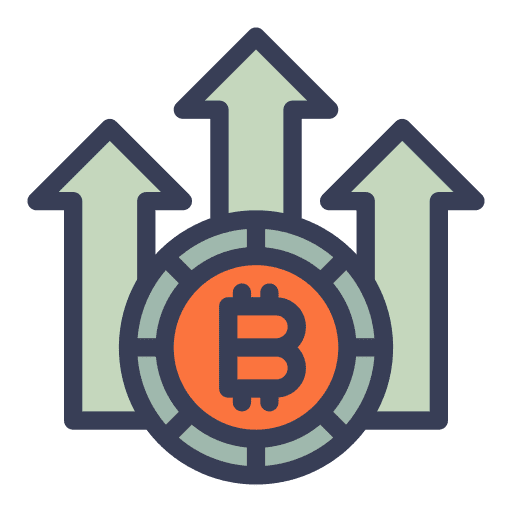 Bitcoin growth up digital currency icon