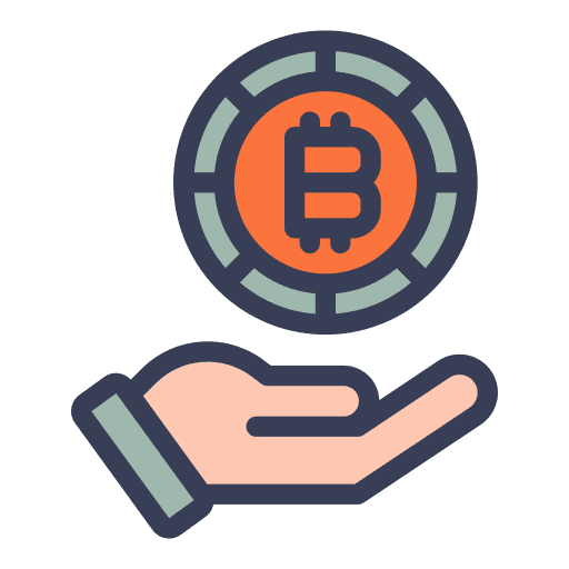 Bitcoin business and finance hand pay icon Bitcoin business and finance hand pay icon