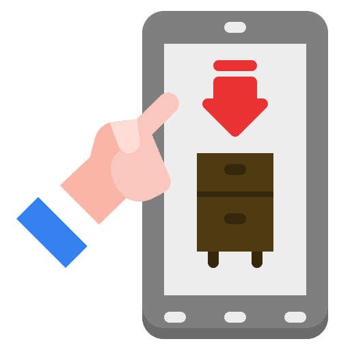 Home decoration furniture and household electronics virtual reality icon