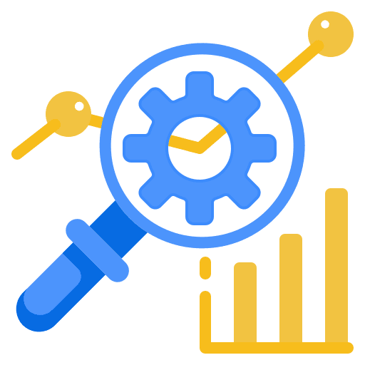 Evaluation gear statistics report business and finance icon Evaluation gear statistics report business and finance icon