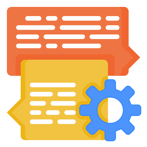Management speech bubble gear configuration icon Management speech bubble gear configuration icon