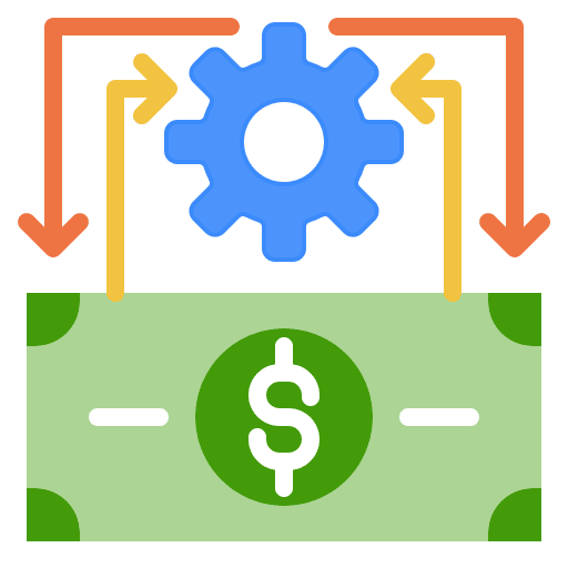 Money management gear liquidity invesment icon
