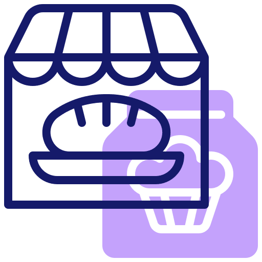 Bakery shop architecture and city store bakery shop icon