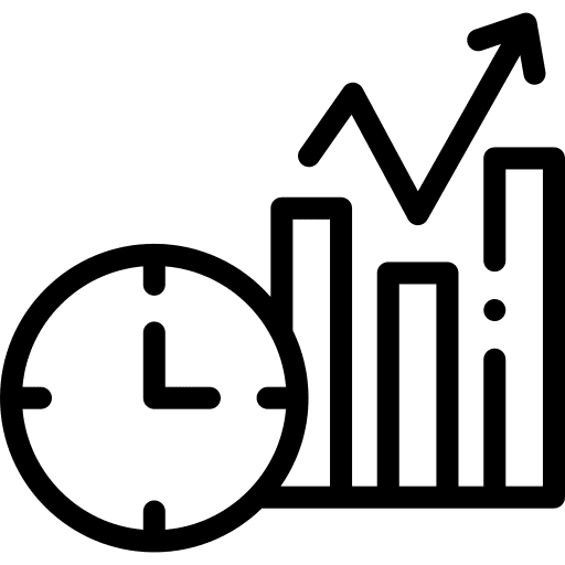 Bar chart time management bar chart clock icon