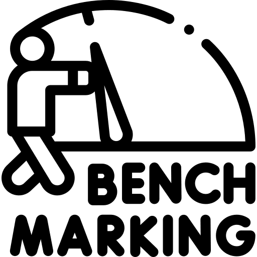 Benchmarking business and finance report growth icon