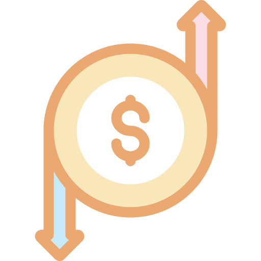 Economy down arrow business and finance decrease icon