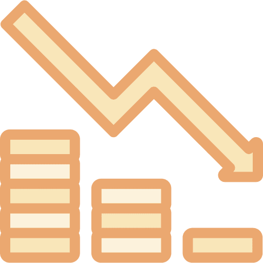Economy cash coin decrease icon Economy cash coin decrease icon