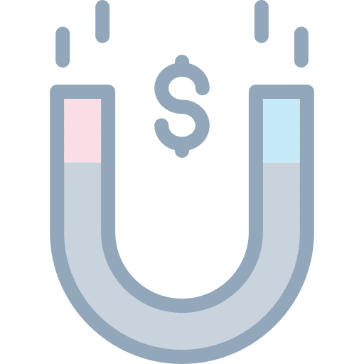 Money attract magnetic money icon Money attract magnetic money icon