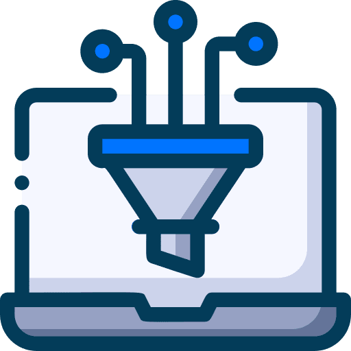 Data processing filter funnel computer icon Data processing filter funnel computer icon