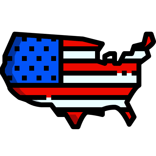 Usa map national flag world icon