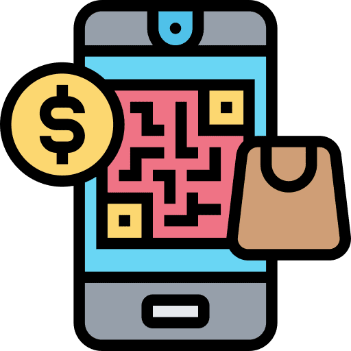 Payment smartphone cellphone qr code scan icon