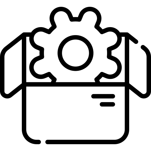 Product management product delivery box cog icon