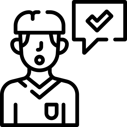 Correct speech bubble communications people icon