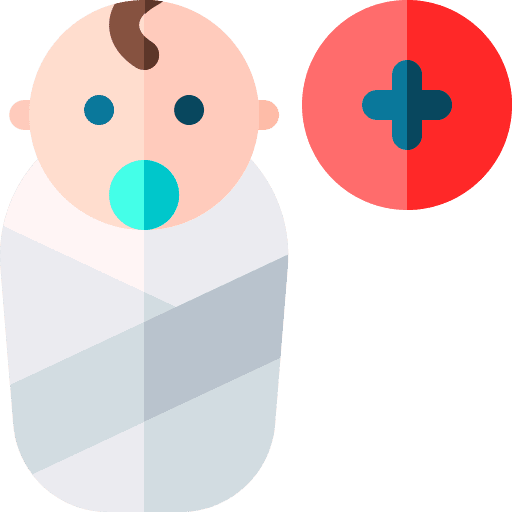 Newborn sick ill kid and baby icon