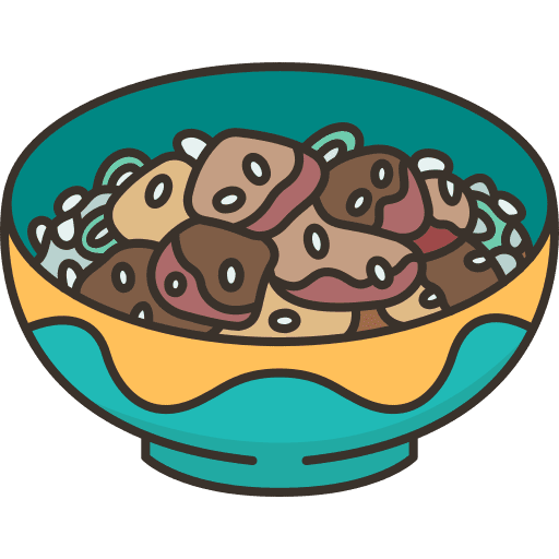 Rice bowl food and restaurant meat rice bowl icon