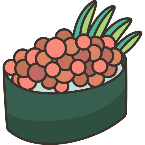 Sushi food and restaurant seafood sushi roll icon