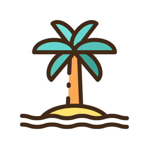 Island sand sun palm tree icon Island sand sun palm tree icon