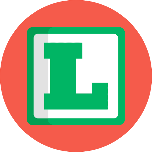 L plate signs driver transportation icon