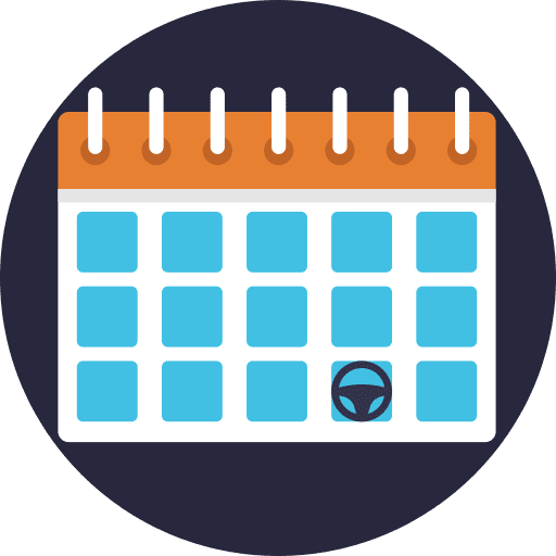 Calendar time and date calendar driving school icon Calendar time and date calendar driving school icon