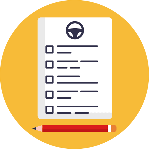 Driving test document transportation check mark icon Driving test document transportation check mark icon