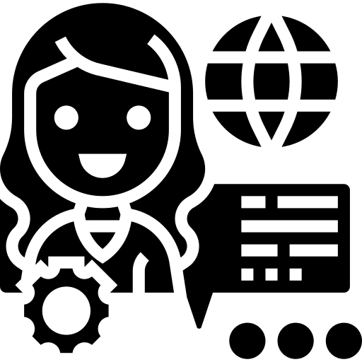 Female electronic help customer icon Female electronic help customer icon