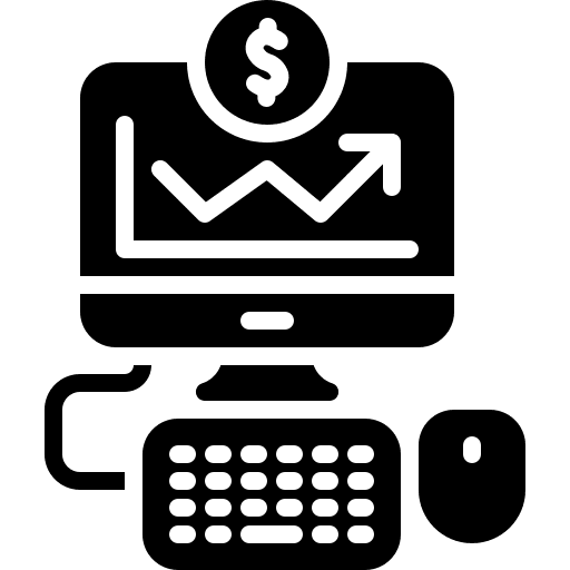 Monitor business and finance market trading icon