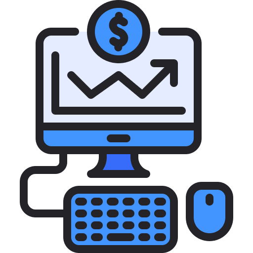 Monitor business and finance trading computer icon