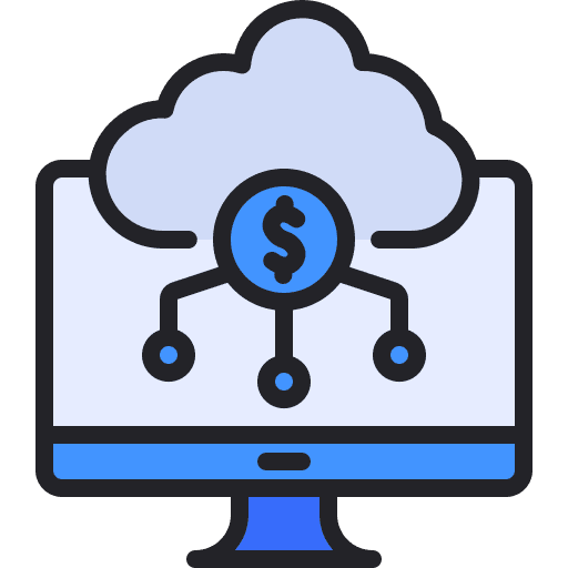 Monitor computer cloud business and finance icon Monitor computer cloud business and finance icon