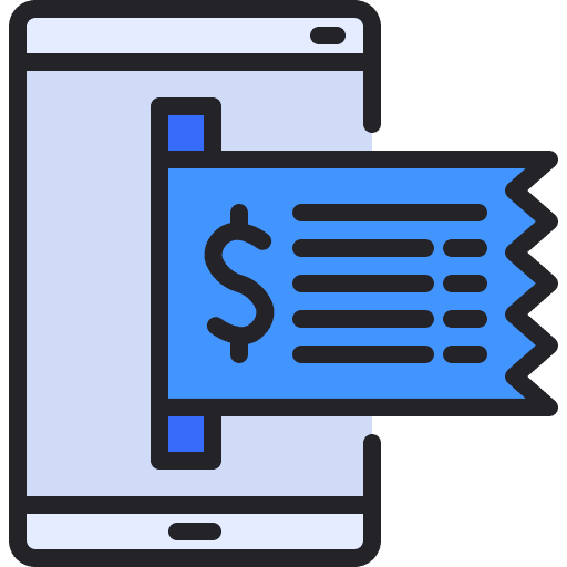 Receipt smartphone bill payment icon