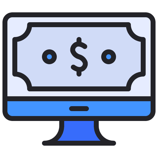 Computer finance business and finance business icon Computer finance business and finance business icon
