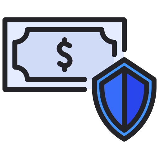 Shield insurance money security icon Shield insurance money security icon