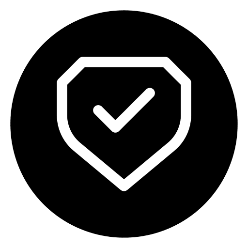 Shield check mark button protection icon