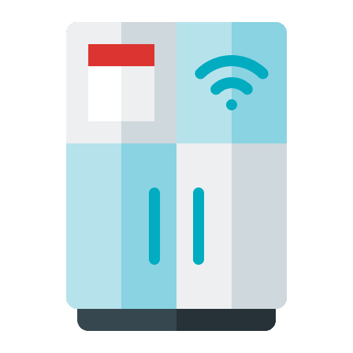 Refrigerator food and restaurant wifi signal smart fridge icon Refrigerator food and restaurant wifi signal smart fridge icon