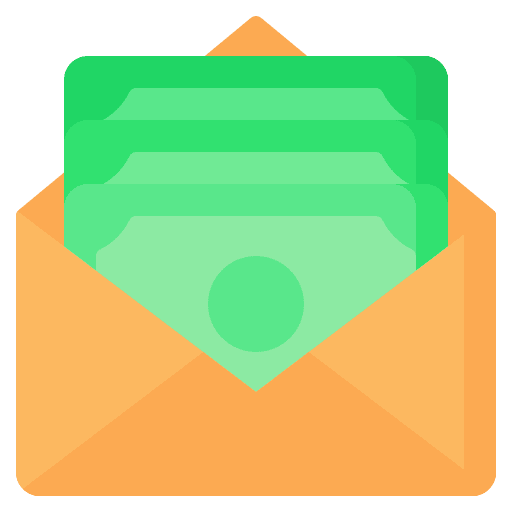 Salary earning envelope income icon Salary earning envelope income icon