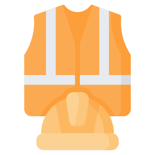Vest worker working helmet icon