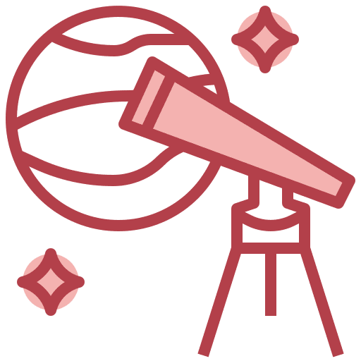 Astronomy knowledge telescope planet icon Astronomy knowledge telescope planet icon