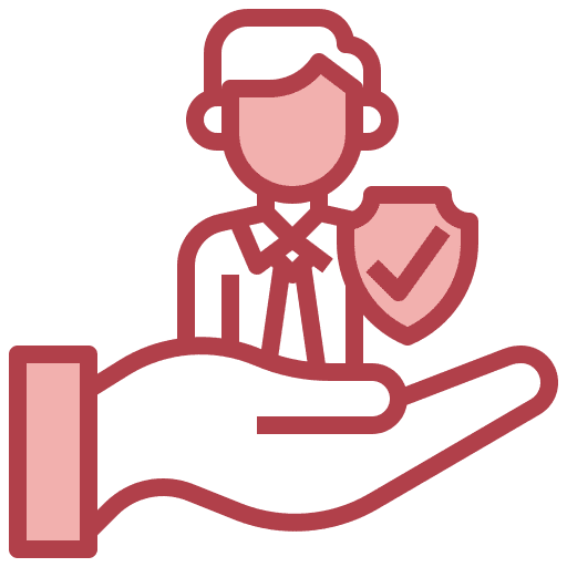 Life protection shield man life insurance icon