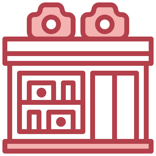Camera property architecture and city shop icon Camera property architecture and city shop icon