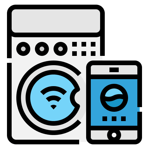 Washer machine electronic smart home mobile phone icon Washer machine electronic smart home mobile phone icon
