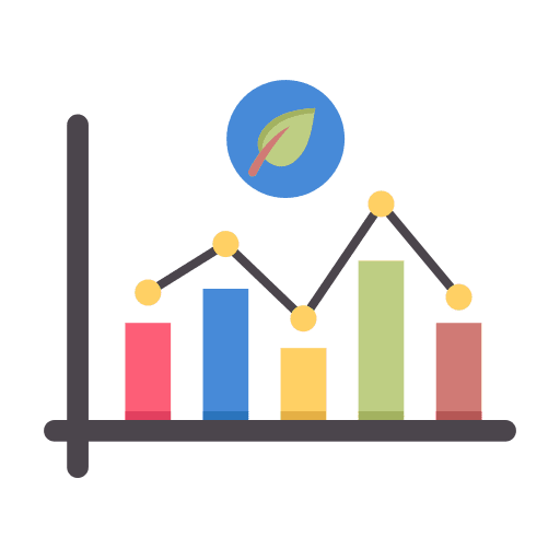 Graph analytics leaf ecology icon
