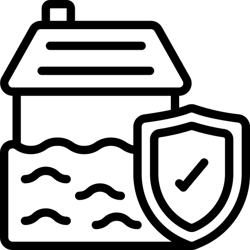 Flooded house damage safety disaster icon