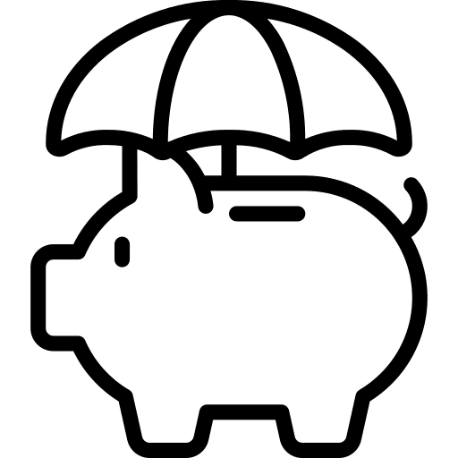 Piggy bank insurance savings rain icon
