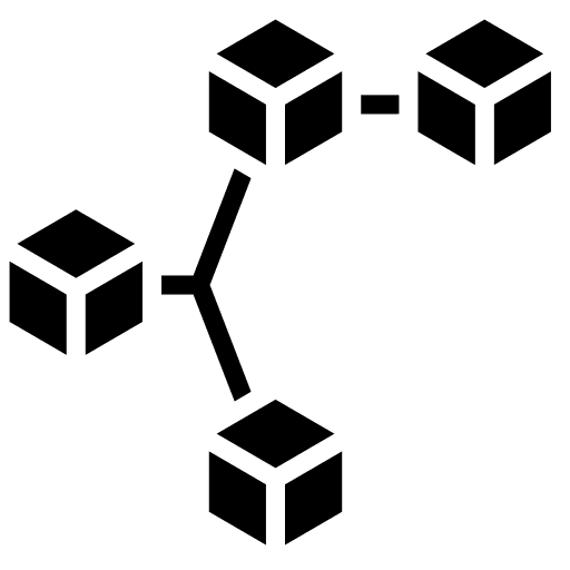 Blockchain cryptocurrency business and finance broken icon