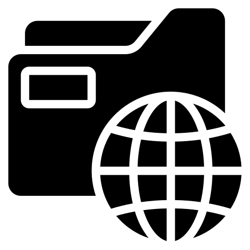 Data sharing archive worldwide document icon