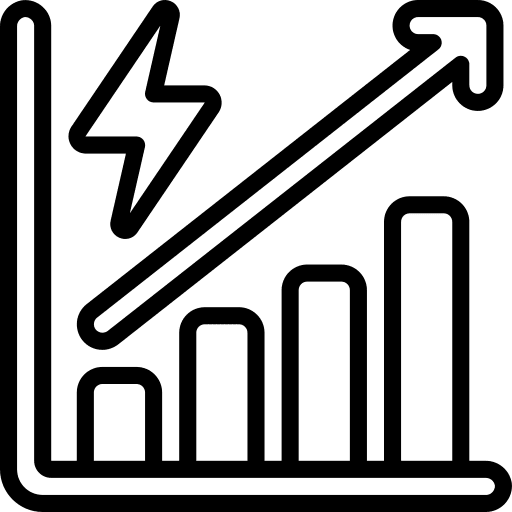 Usage bar chart measuring business and finance icon