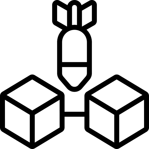 Attack bomb blockchain digital currency icon